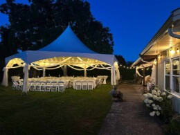 High Quality Rentals - Hexagonal 40ft Tent With Bulb Lighting